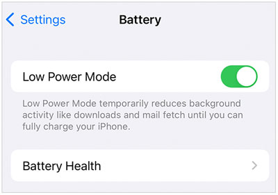 désactiver le mode faible consommation sur iPhone