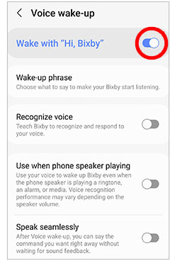 enable bixby voice wake-up to turn off samsung phone without power button