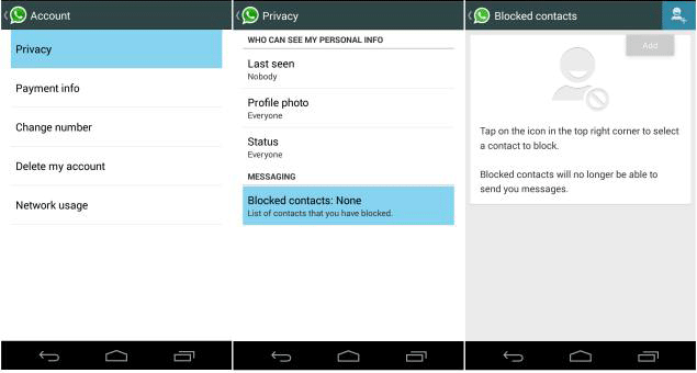 how to block whatsapp contacts on android.