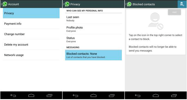 comment bloquer les contacts WhatsApp sur Android