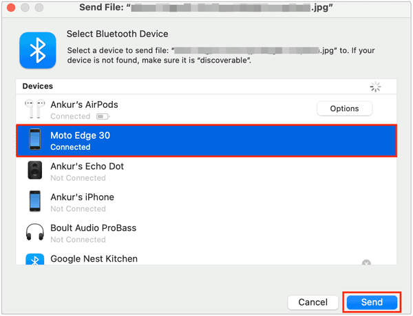 send files from mac to android via bluetooth