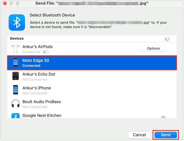 Bluetooth経由でMacからAndroidにファイルを送信