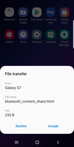 accept files on samsung