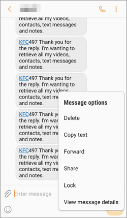 select specific text message