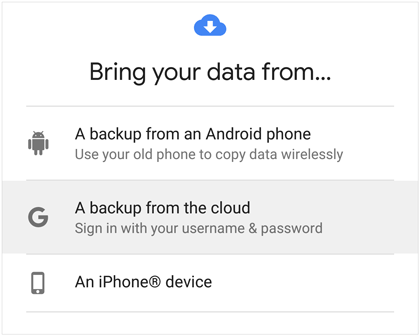 restore google backup data to android