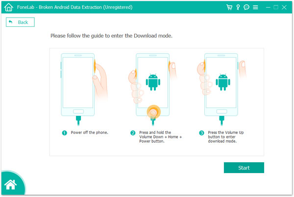 enter the download mode to access your frozen android phone