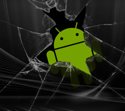 un écran Android cassé