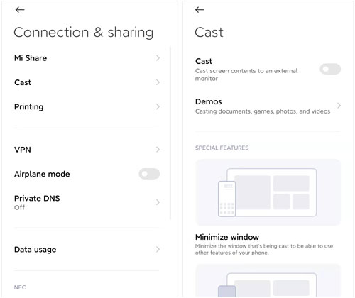 mirror xiaomi phone to pc via the cast feature