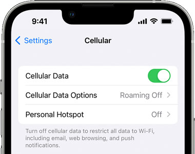 turn off cellular data on iphone