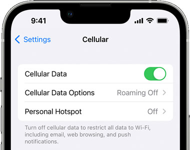 désactiver les données cellulaires sur iPhone