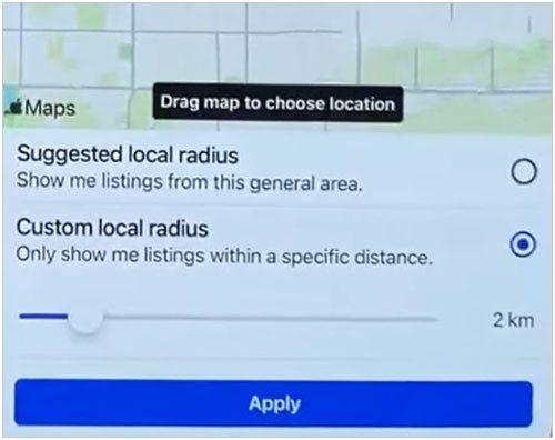 change facebook marketplace location on a phone