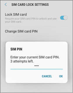 change sim pin on galaxy s4