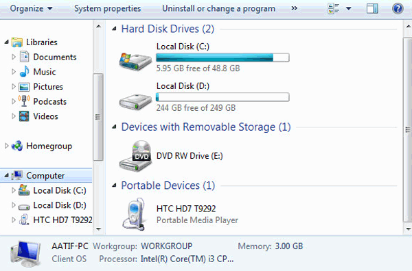 find android device under portable devices