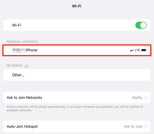 connecter un iPhone à un iPad avec le Wi-Fi