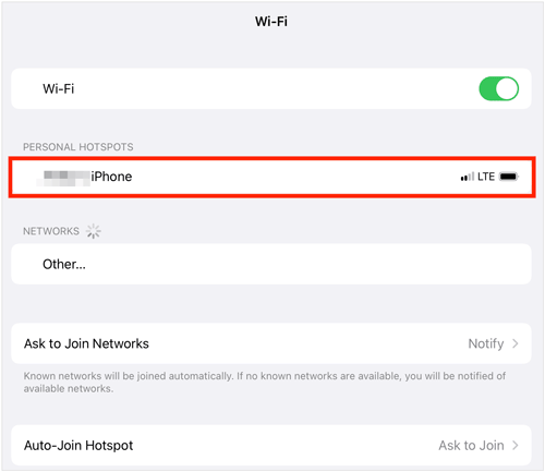 Verbinden Sie das iPhone mit dem iPad über WLAN