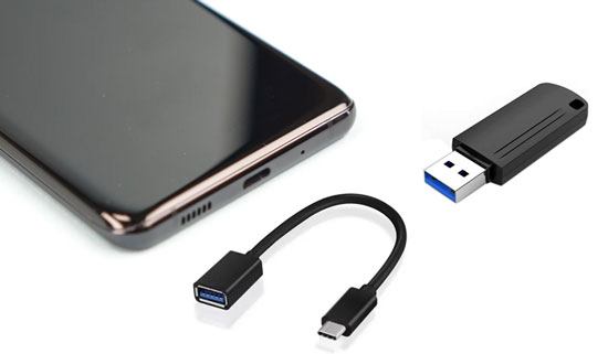 use usb otg and usb drive to share android files to windows pc