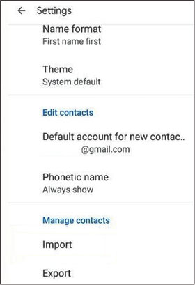 retrouver les contacts disparus de Google Pixel via les paramètres de contact