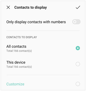 display all contacts to get your contacts back on the oneplus phone