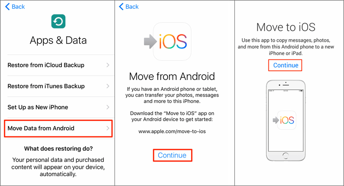 move contacts from android to iphone with move to ios