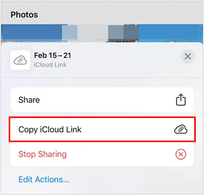 use icloud link to share photos from iphone to android