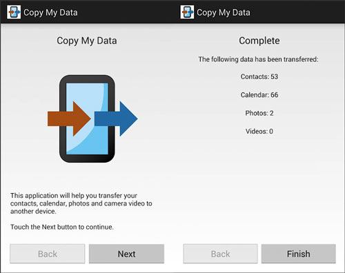 copier les données d'Android vers iPhone via Copier mes données