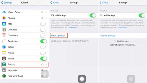 enable icloud backup to sync messages to a new iphone