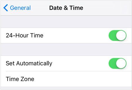 corrigez la date et l'heure sur l'iPhone pour corriger le téléchargement du média WhatsApp