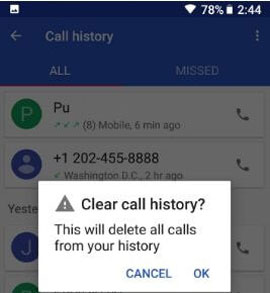 delete call history on android