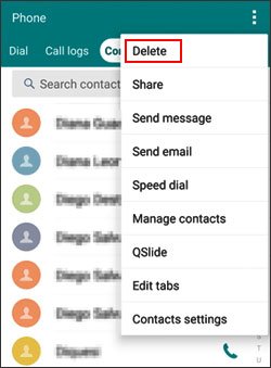 delete sim card contacts on contacts app