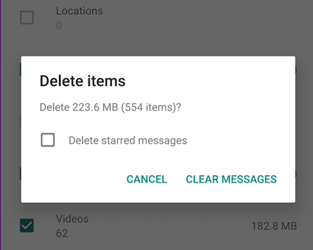 WhatsApp アイテムを削除して Android のストレージ使用量を減らす