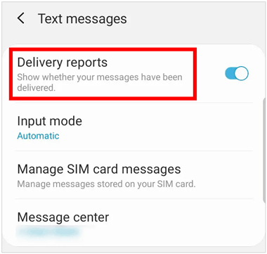 enable delivery reports feature on android