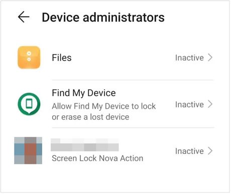 désactiver la broche de verrouillage de l'écran sur Android via les administrateurs de l'appareil