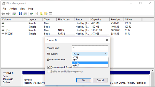 change sd card to fat32