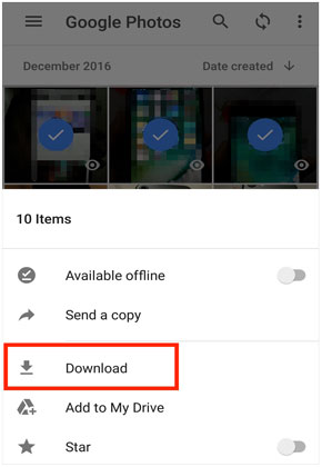 enregistrez les photos de Google Photos sur Android pour les récupérer