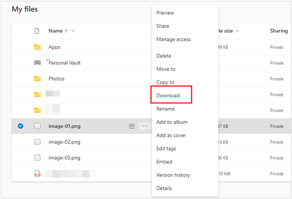 télécharger des photos depuis OneDrive pour récupérer les données du téléphone Samsung perdu