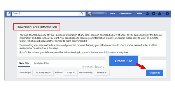 Facebook設定経由で削除されたFacebookメッセージを取得する