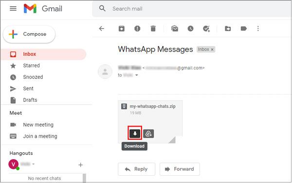 download whatsapp zip file to print the chat history