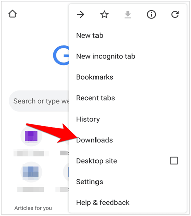 open downloads with google chrome on android