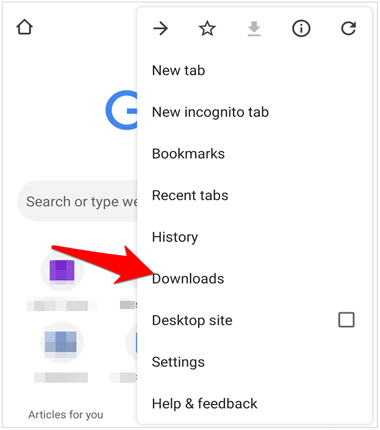 Öffnen Sie Downloads mit Google Chrome auf Android