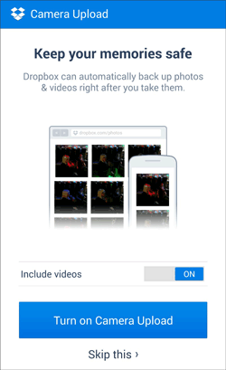 back up files from android phone to dropbox