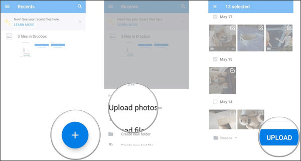 So verschieben Sie Fotos mit Dropbox vom Samsung-Telefon auf das Tablet