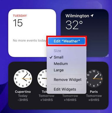 change weather location on ipad home screen