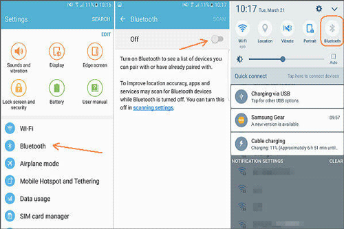 turn on bluetooth on samsung galaxy