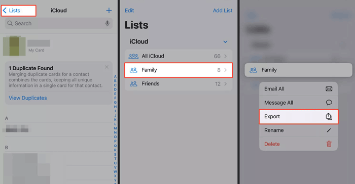 export contacts from iphone and save to files