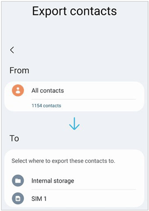 export contacts on the old phone