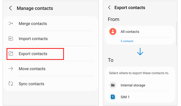 exporter tous les contacts vers un fichier vcard