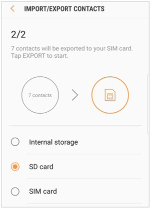 exporter les contacts d'Android vers la carte SD pour la sauvegarde