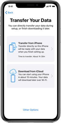 transfer other files excluding photos to a new iphone with quick start