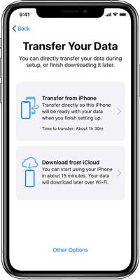 クイックスタートによるセットアップ後にiPhoneからiPhoneにすべてを転送します
