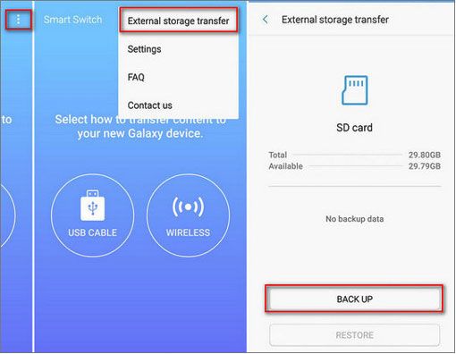 transfer data from one galaxy s8 to another via an sd card